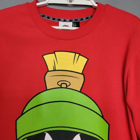 Looney Tunes Marvin The Martian Sweatshirt Size Small Red Soft Pullover WB - Picture 2 of 12